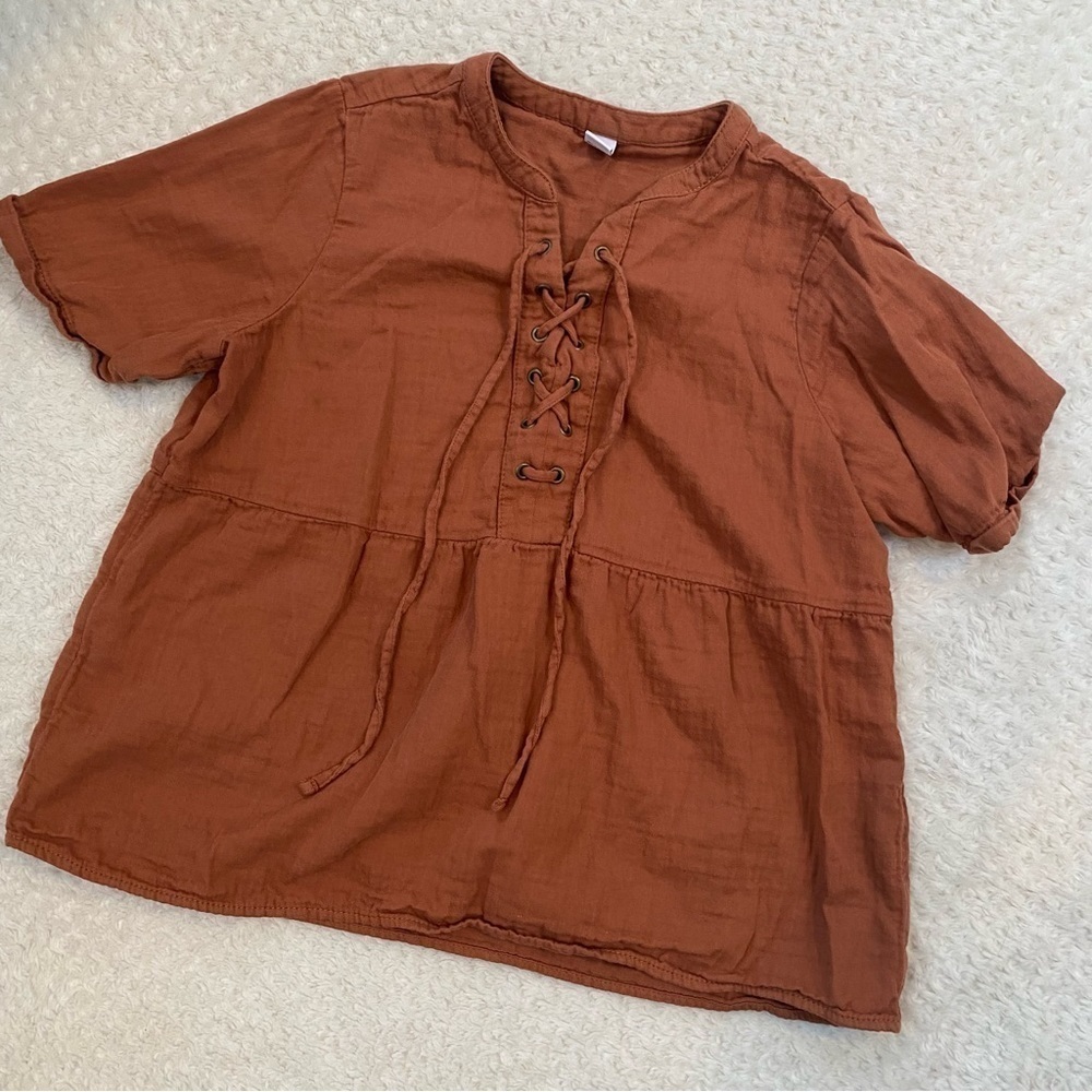 OLD Navy rust colored top with tie up front